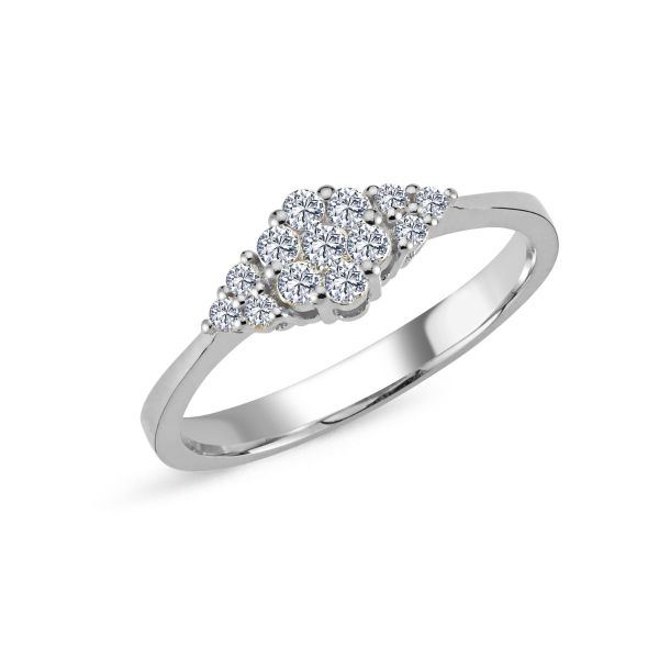 NURAN 14 Kt Hvg Lilja Ring m/Diamant A3040-030-hvg Str.56